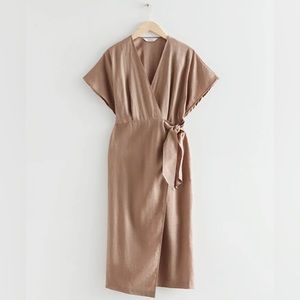 & Other Stories Linen Midi Wrap Dress